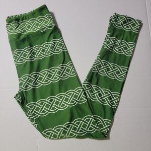 💚 Lularoe OS Leggings Green‎ Celtic Knot Chain Irish Ireland St Pat St Paddy